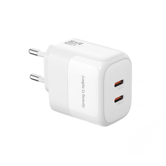 Netwerkoplader met Lightning-kabel XO Design L140, 35W, 3A, 2 x USB-C, Wit