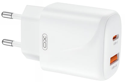 Netwerkoplader met USB-C Kabel XO Design L158, 20W, 3A, 1 x USB-A - 1 x USB-C, Wit