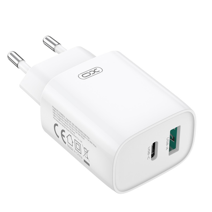 Netwerkoplader met Lightning-kabel XO Design CE30, 30W, 3A, 1 x USB-A - 1 x USB-C, Wit
