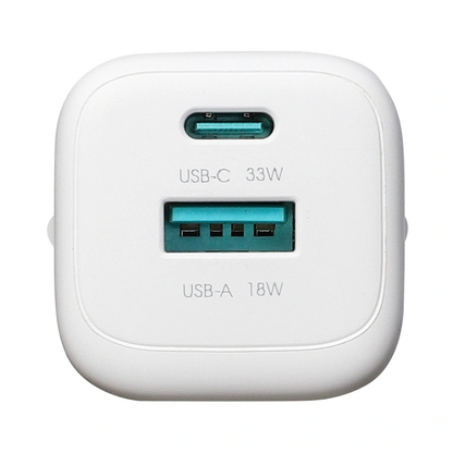 Joyroom JR-TG7 Network Charger with Lightning Cable, 33W, 3A, 1 x USB-A - 1 x USB-C, White