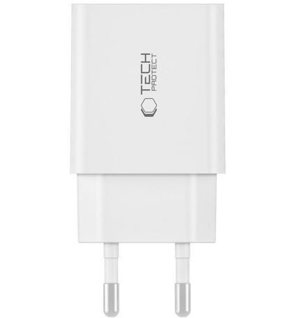 Netlader met USB-C-kabel Tech-Protect C35W, 35W, 3A, 2 x USB-C, Wit
