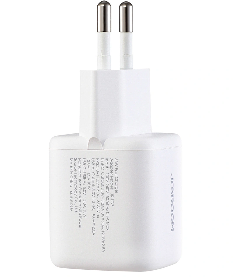 Netlader met USB-C-kabel Joyroom JR-TG7, 33W, 3A, 1 x USB-A - 1 x USB-C, Wit