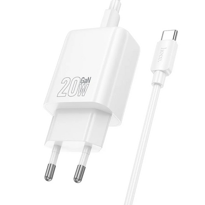 Netwerkoplader met Lightning-kabel HOCO N60, 20W, 3A, 1 x USB-C, Wit