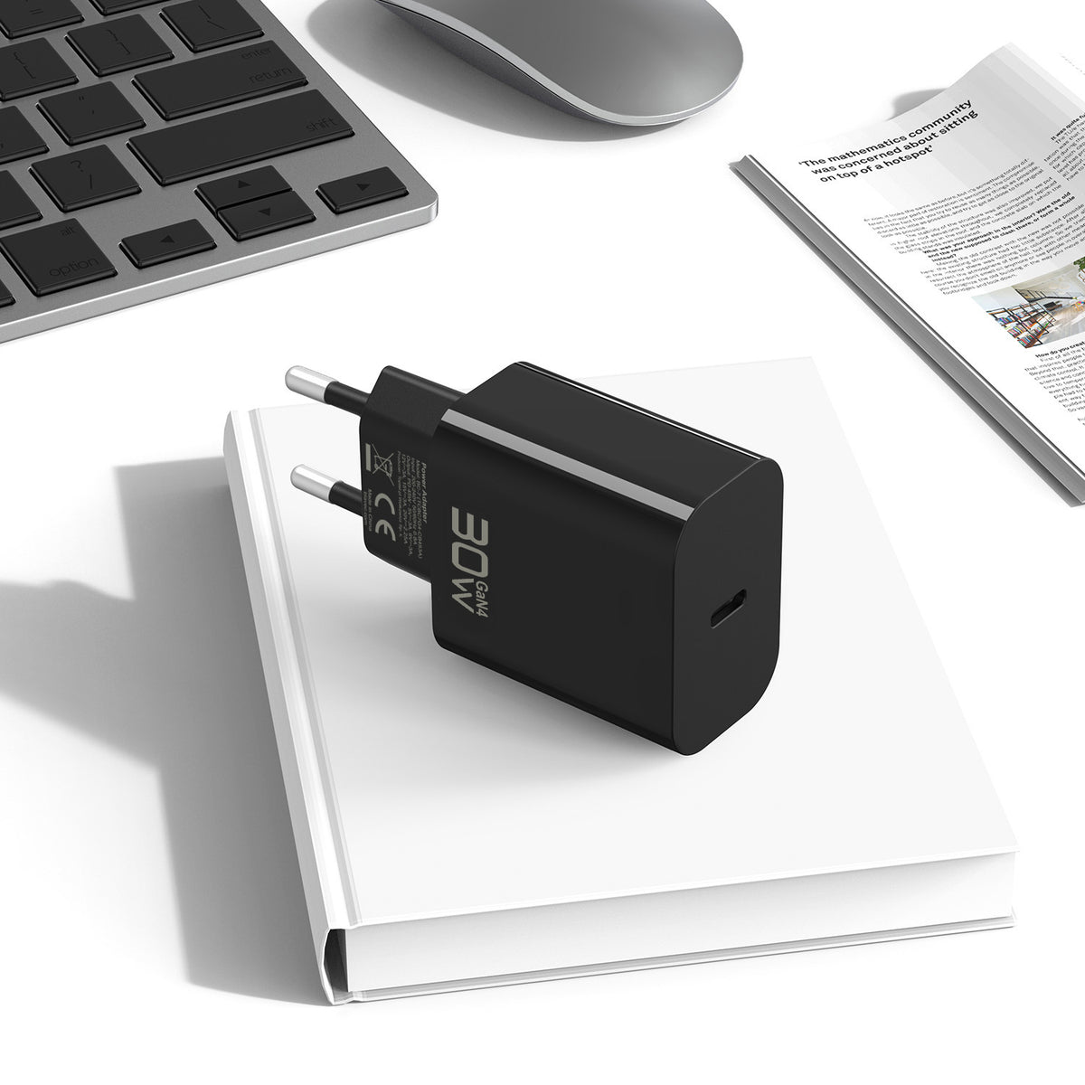 Blavec BC-14-netadapter met USB-C-kabel, 30 W, 3 A, 1 x USB-C, zwart