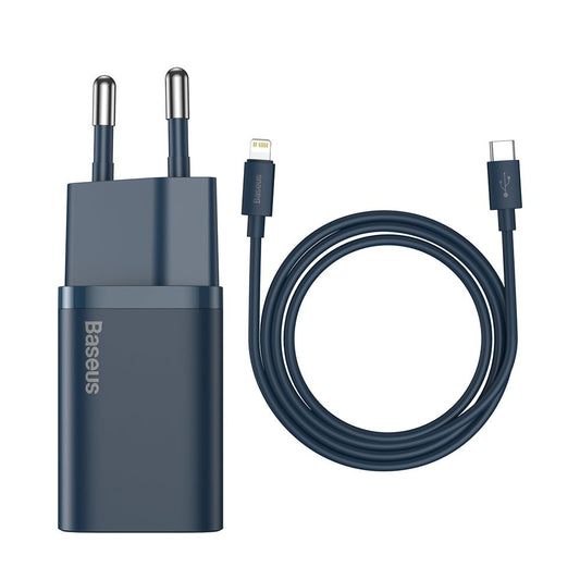 Baseus Super Si netwerkoplader met Lightning-kabel, 20W, 3A, 1 x USB-C, Blauw TZCCSUP-B03