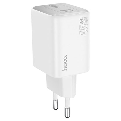 Netwerkoplader met Lightning-kabel HOCO N42, 45 W, 3 A, 2 x USB-C, Wit 