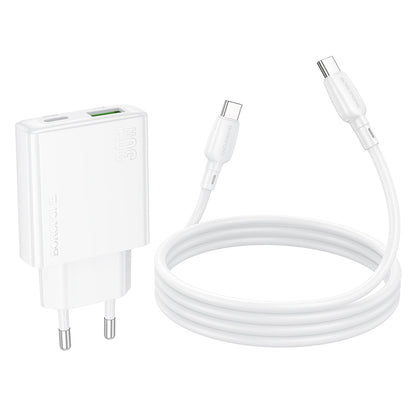 Netwerkoplader met USB-C kabel Borofone BN25 Wish, 30W, 3A, 1 x USB-A - 1 x USB-C, Wit 