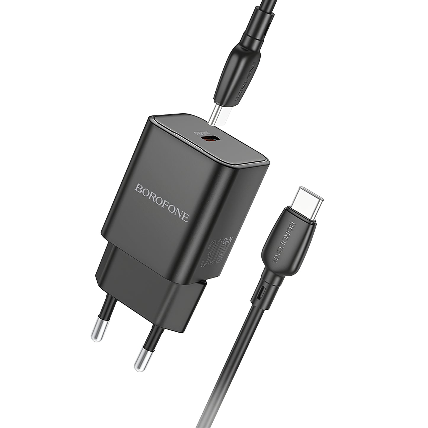 Netwerkoplader met USB-C kabel Borofone BN13 Veiligheid, 30W, 3A, 1 x USB-C, Zwart 