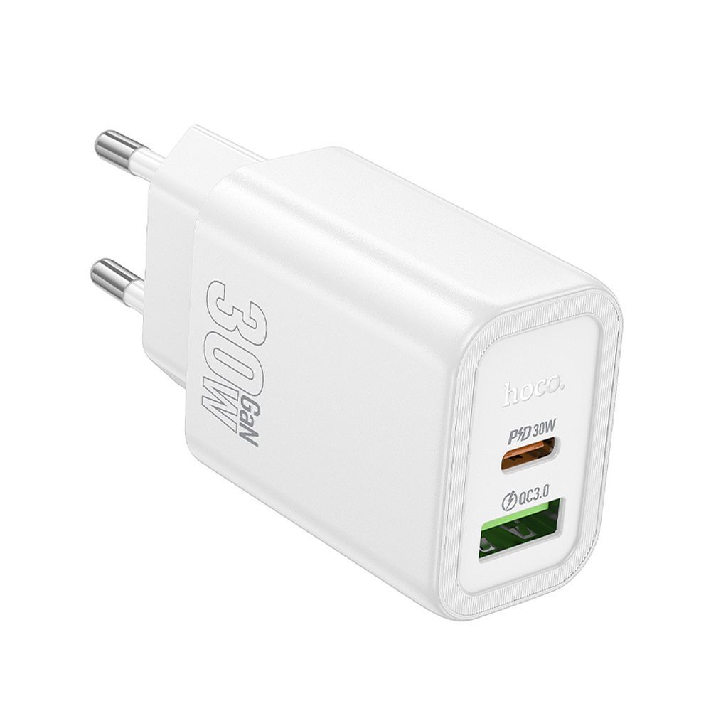 Netwerkoplader HOCO N63, 30W, 3A, 1 x USB-A - 1 x USB-C, Wit