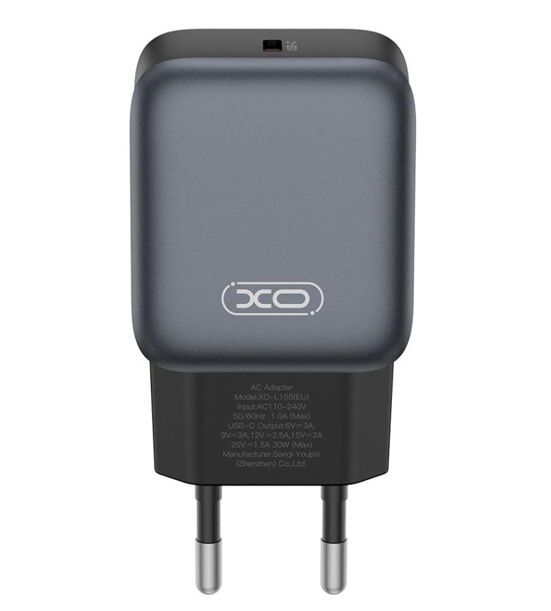 Netwerkoplader met USB-C Kabel XO Design L155, 30W, 3A, 1 x USB-C, Zwart