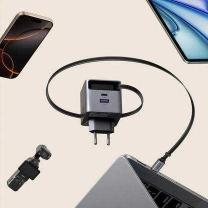 Netwerkoplader met USB-C Kabel UGREEN X615, 65W, 3A, 1 x USB-A - 1 x USB-C, Grijs