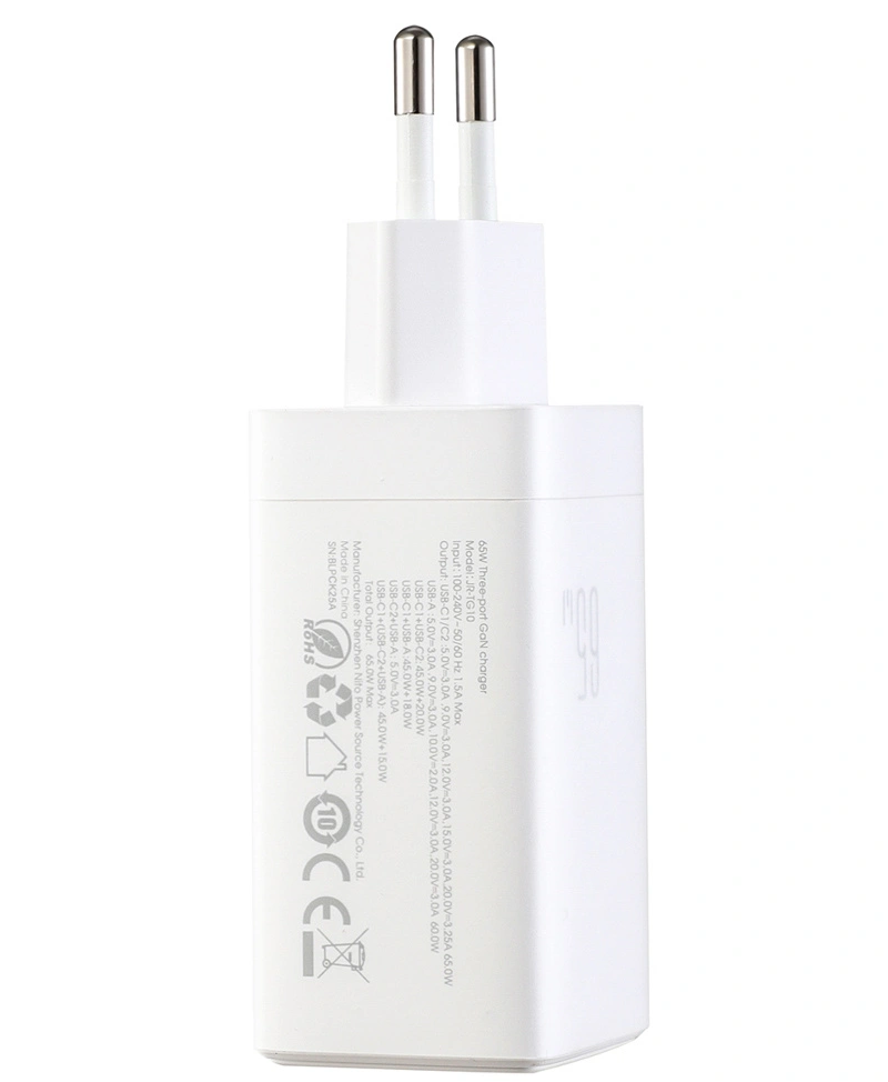Netwerkoplader met USB-C Kabel Joyroom JR-TG10, 65W, 3.25A, 1 x USB-A - 2 x USB-C, Wit