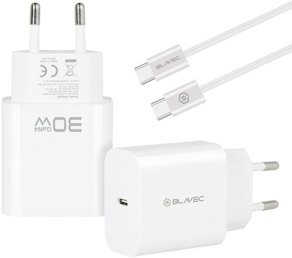 Blavec BC-14 USB-C-netadapter met kabel, 30 W, 3 A, 1 x USB-C, wit