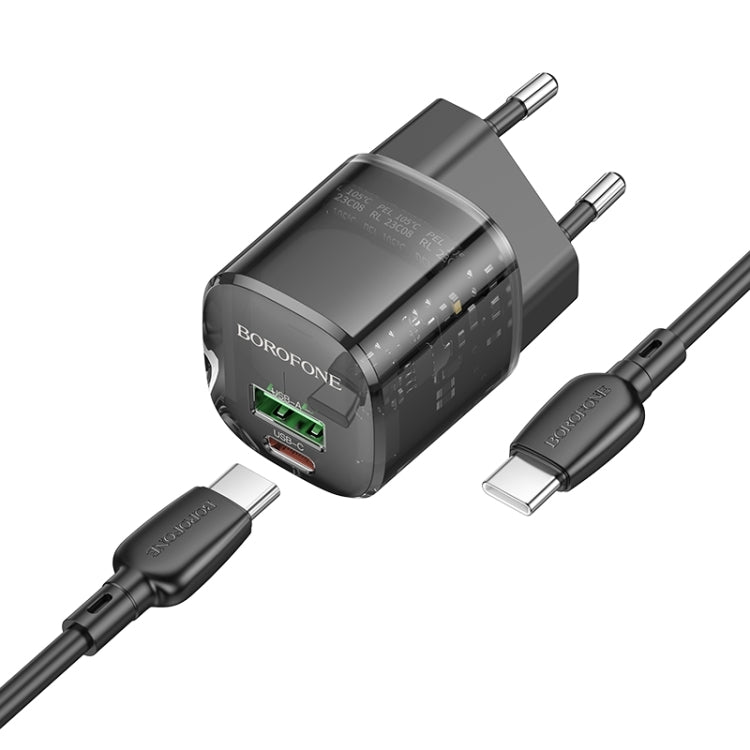 Netwerkoplader met USB-C Kabel Borofone BN17 Sunlight, 20W, 3A, 1 x USB-A - 1 x USB-C, Zwart