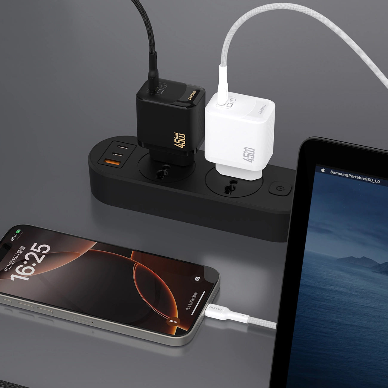 Netwerkoplader met USB-C Kabel Dudao A28C, 45W, 3A, 1 x USB-C, Zwart