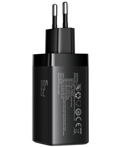 Netlader met USB-C-kabel Joyroom JR-TG10, 65W, 3,25A, 1 x USB-A - 2 x USB-C, Zwart