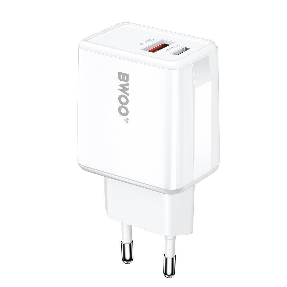 Netlader met Lightning-kabel BWOO CDA182, 38W, 3A, 1 x USB-A - 1 x USB-C, Wit