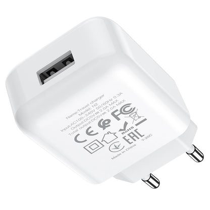 Netwerkoplader met Lightning Kabel HOCO N2, 10W, 2A, 1 x USB-A, Wit