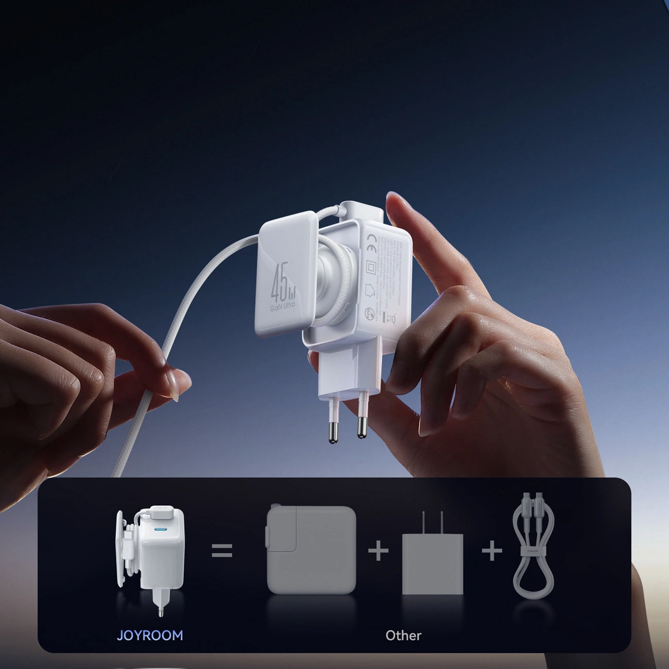 Netwerkoplader met USB-C Kabel Joyroom JR-TCL05, 45W, 3A, 2 x USB-C, Wit