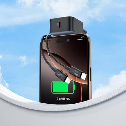 Netwerkoplader met Lightning-kabel XO Design L155, 30W, 3A, 1 x USB-C, Zwart