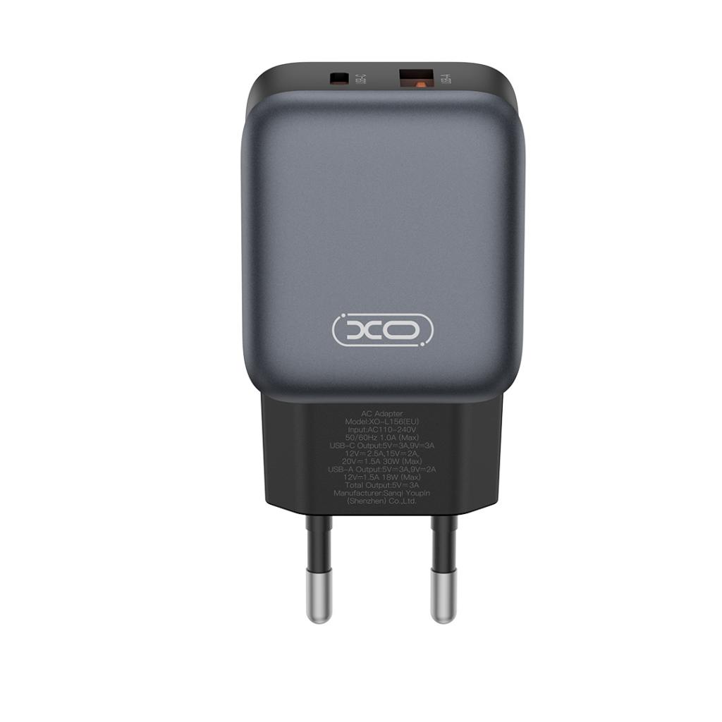Netwerkoplader met USB-C Kabel XO Design L156, 30W, 3A, 1 x USB-A - 1 x USB-C, Zwart