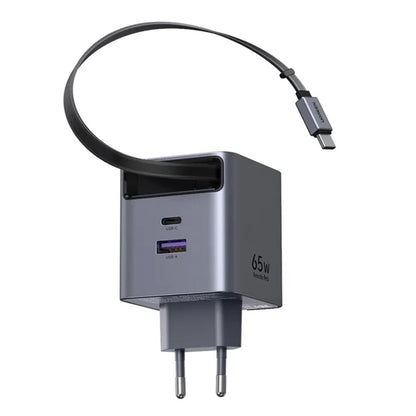 Netwerkoplader met USB-C Kabel UGREEN X615, 65W, 3A, 1 x USB-A - 1 x USB-C, Grijs