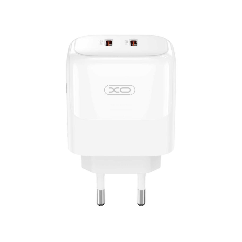 Netwerkoplader met Lightning-kabel XO Design L140, 35W, 3A, 2 x USB-C, Wit
