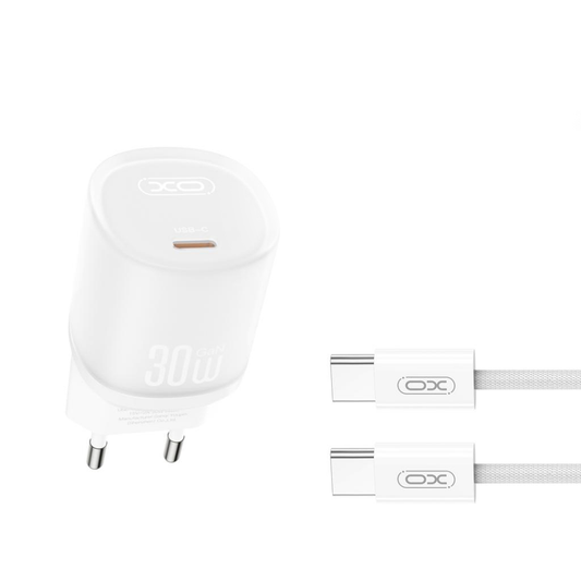 Netwerkoplader met USB-C Kabel XO Design L150, 30W, 3A, 1 x USB-C, Wit