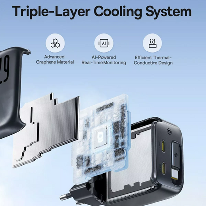 Baseus EnerCore CJ11 Network Charger with USB-C Cable, 67W, 3.35A, 2 x USB-C, Black E0121E00