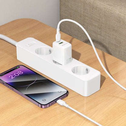 Netwerkoplader met Lightning-kabel Borofone BN27 Fuente, 20W, 3A, 1 x USB-A - 1 x USB-C, Wit