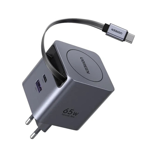 Netwerkoplader met USB-C Kabel UGREEN X615, 65W, 3A, 1 x USB-A - 1 x USB-C, Grijs