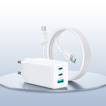 Netwerkoplader met USB-C Kabel Joyroom JR-TG10, 65W, 3.25A, 1 x USB-A - 2 x USB-C, Wit