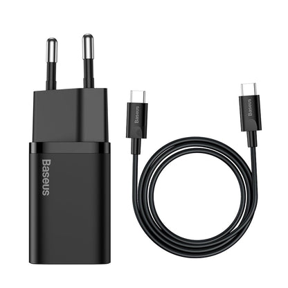 Network Charger With USB-C Cable Baseus Super Si, 25W, 3A, 1 x USB-C, Black TZCCSUP-L01