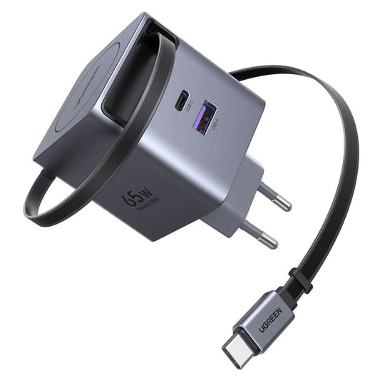Netwerkoplader met USB-C Kabel UGREEN X615, 65W, 3A, 1 x USB-A - 1 x USB-C, Grijs
