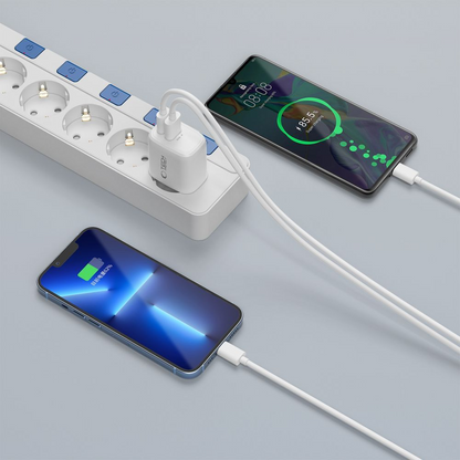 Netlader met Lightning-kabel Tech-Protect NCA20, 20W, 3A, 1 x USB-A - 1 x USB-C, Wit