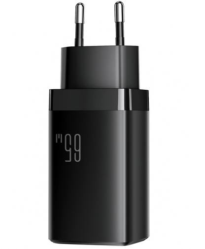 Netlader met USB-C-kabel Joyroom JR-TG10, 65W, 3,25A, 1 x USB-A - 2 x USB-C, Zwart