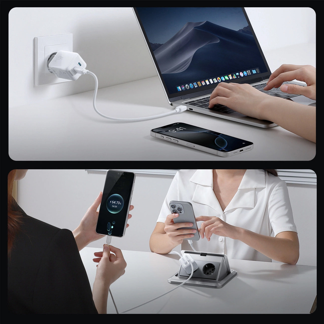 Netwerkoplader met USB-C Kabel Joyroom JR-TCL05, 45W, 3A, 2 x USB-C, Wit