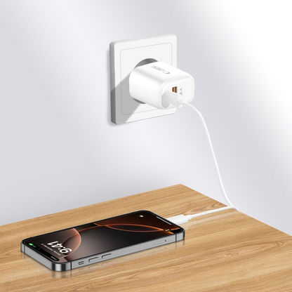 Netlader met Lightning-kabel Tech-Protect NCA20, 20W, 3A, 1 x USB-A - 1 x USB-C, Wit