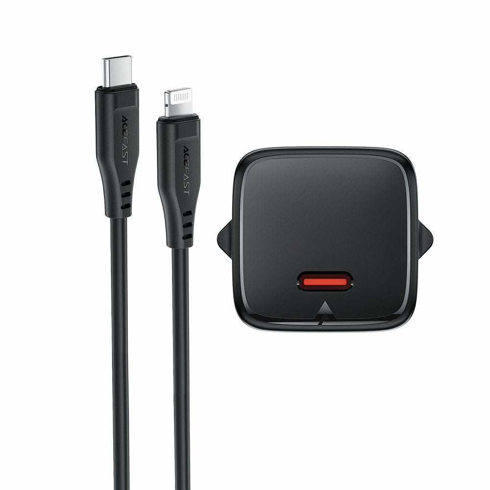 Netlader met Lightning-kabel Acefast A118, 30W, 3A, 1 x USB-C, Zwart