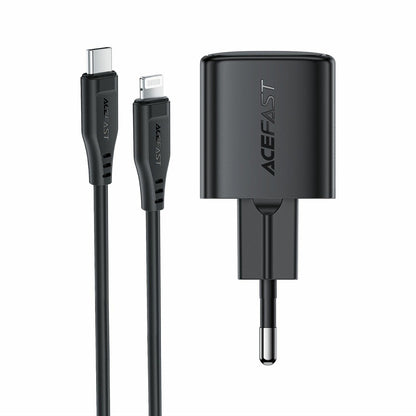 Netlader met Lightning-kabel Acefast A118, 30W, 3A, 1 x USB-C, Zwart