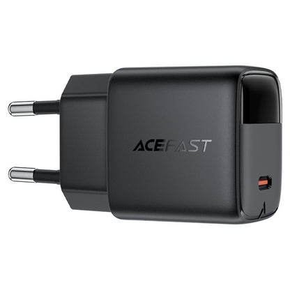 Netwerkoplader met USB-C Kabel Acefast A115 Display, 30W, 3A, 1 x USB-C, Zwart