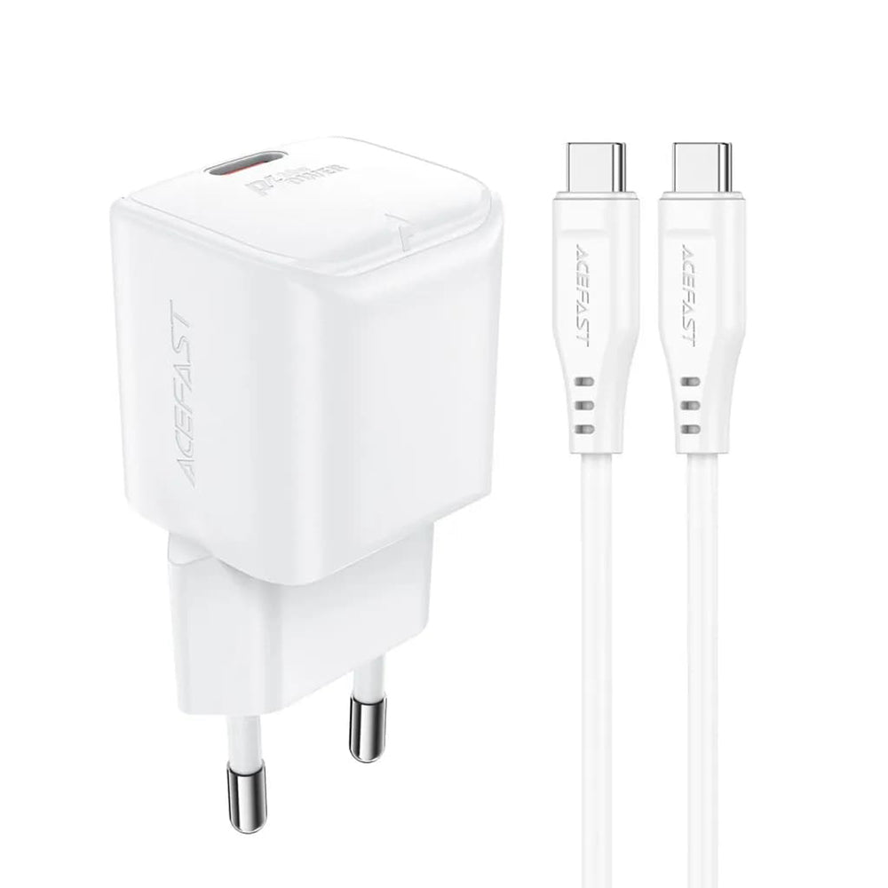 Netwerkoplader met USB-C Kabel Acefast A77, 30W, 3A, 1 x USB-C, Wit