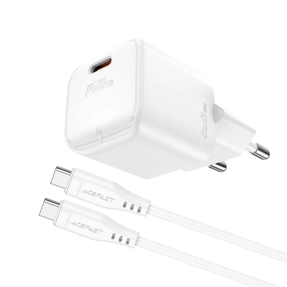 Netwerkoplader met USB-C Kabel Acefast A77, 30W, 3A, 1 x USB-C, Wit