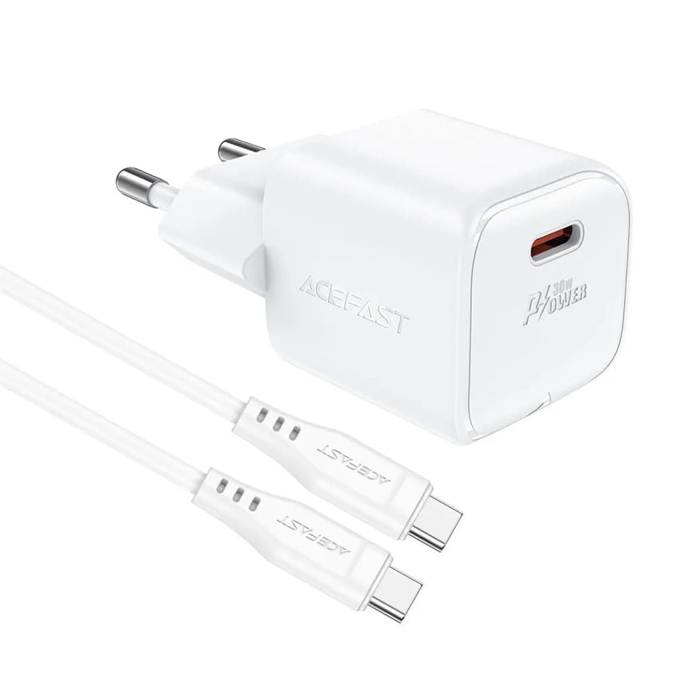 Netwerkoplader met USB-C Kabel Acefast A77, 30W, 3A, 1 x USB-C, Wit