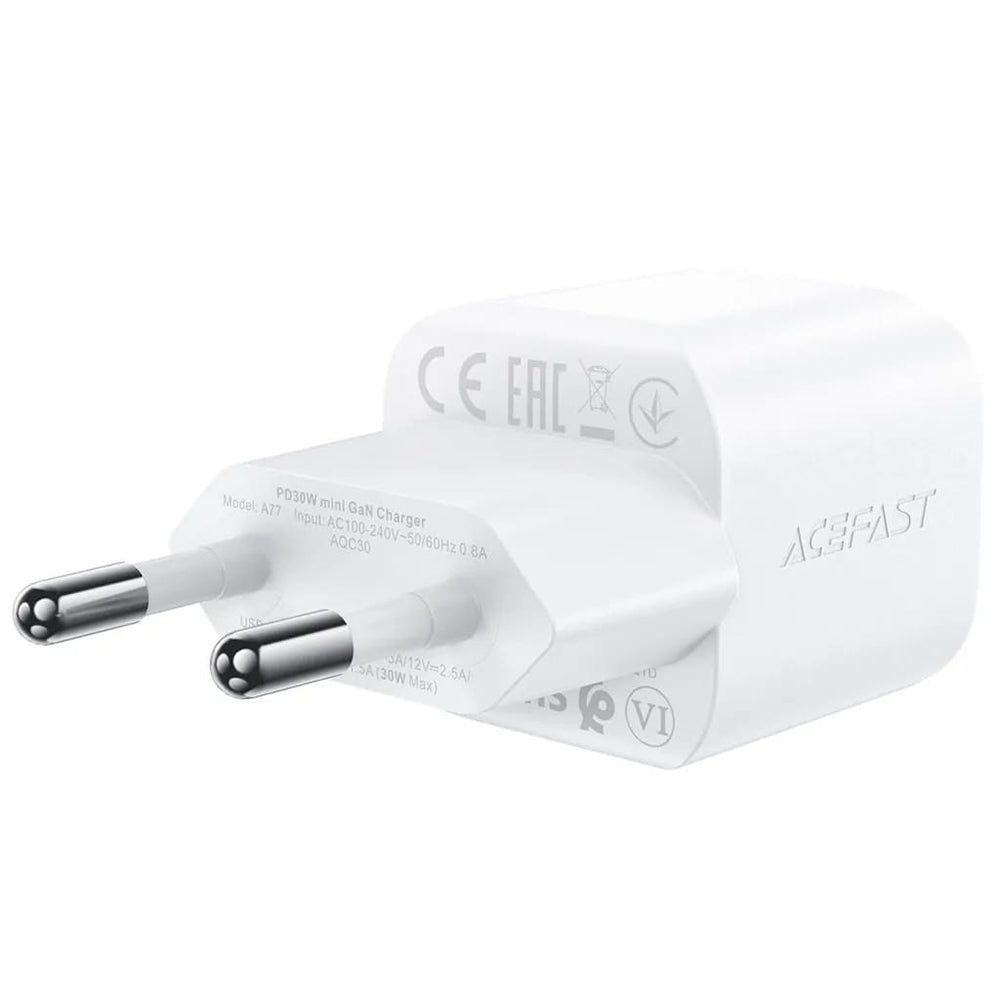 Netwerkoplader met USB-C Kabel Acefast A77, 30W, 3A, 1 x USB-C, Wit