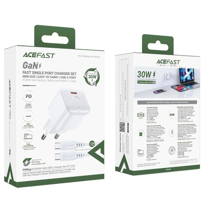 Netwerkoplader met USB-C Kabel Acefast A77, 30W, 3A, 1 x USB-C, Wit