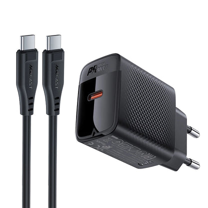 Netwerkoplader met USB-C Kabel Acefast A82, 20W, 3A, 1 x USB-C, Zwart