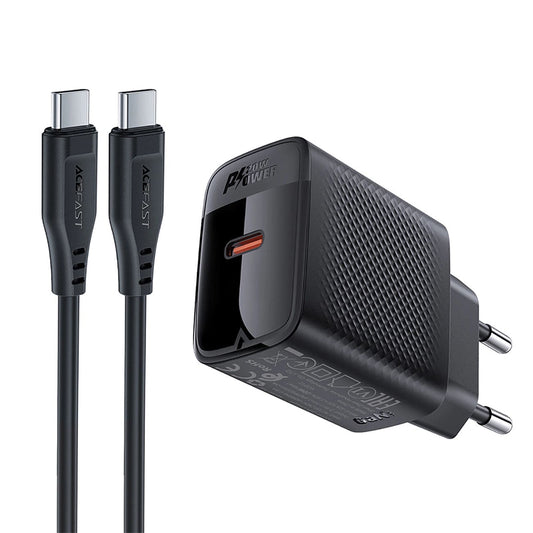 Netwerkoplader met USB-C Kabel Acefast A82, 20W, 3A, 1 x USB-C, Zwart