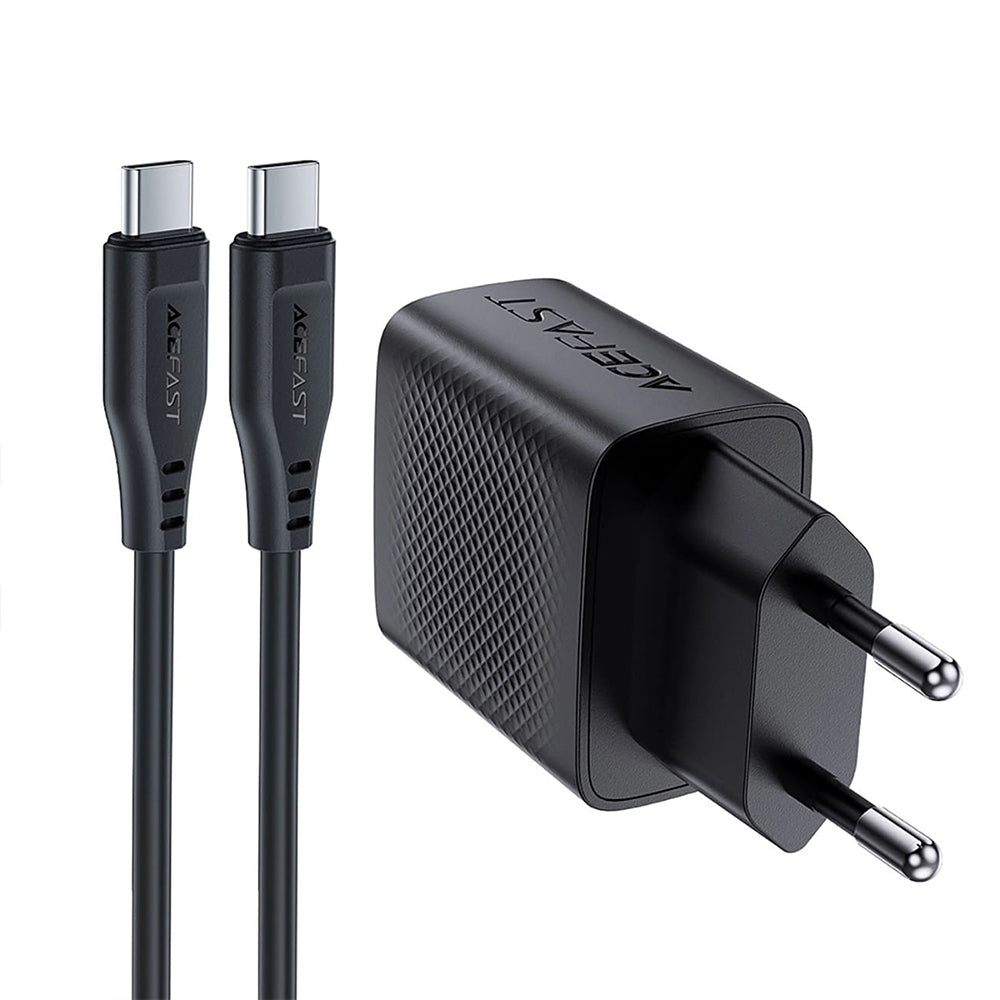 Netwerkoplader met USB-C Kabel Acefast A82, 20W, 3A, 1 x USB-C, Zwart