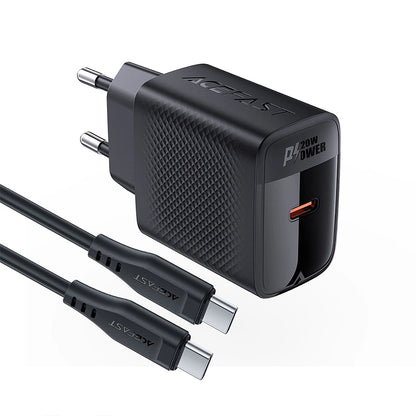 Netwerkoplader met USB-C Kabel Acefast A82, 20W, 3A, 1 x USB-C, Zwart